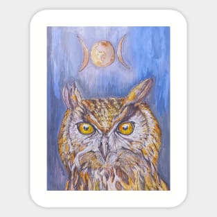 Owl Wisdom and Triple Moon Sticker